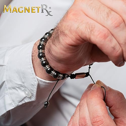 Miniatura 2 de MagnetRX Pulsera magnética de hematita, piedras magnéticas de máxima fuerza, pulseras magnéticas con cuentas para hombres y mujeres (cuentas de