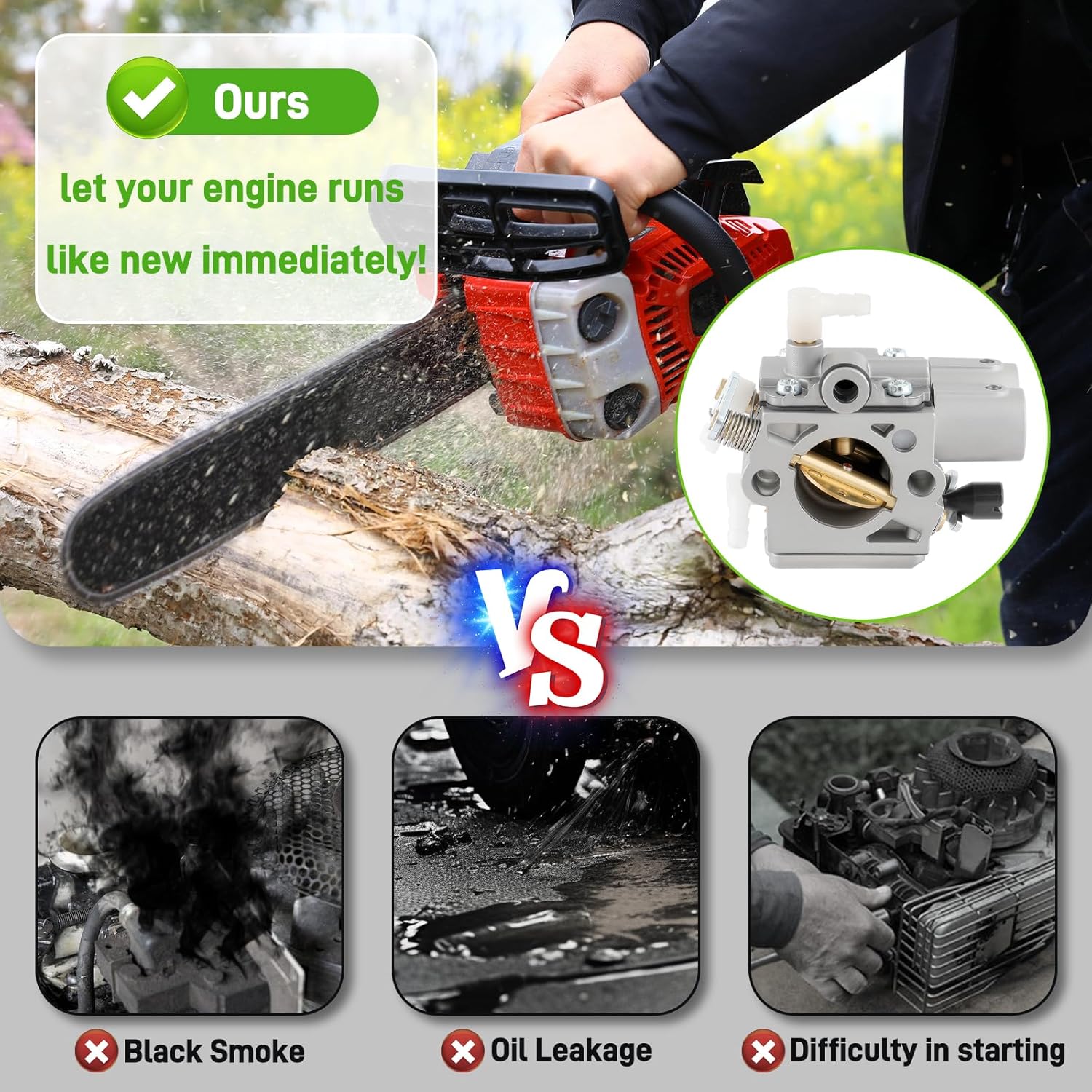 MS251 Carburetor for Stihl Chainsaw MS251 MS231 MS251C-BE MS 231 C-BE Z WoodBoss Chainsaw Parts Replace# 1143 120 0641 1143/39 C1Q-S296, with 1141 120 1600 Air Filter