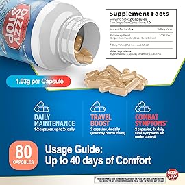 Vertigo Relief Product & NonDrowsy Motion Sickness Pills: Nausea and Dizziness, Ginger & Grape Seed Formula, Inner Ear Balance, Car, Cruise & Travel Essential, Stomach Support (80 Count - Pack of 3)