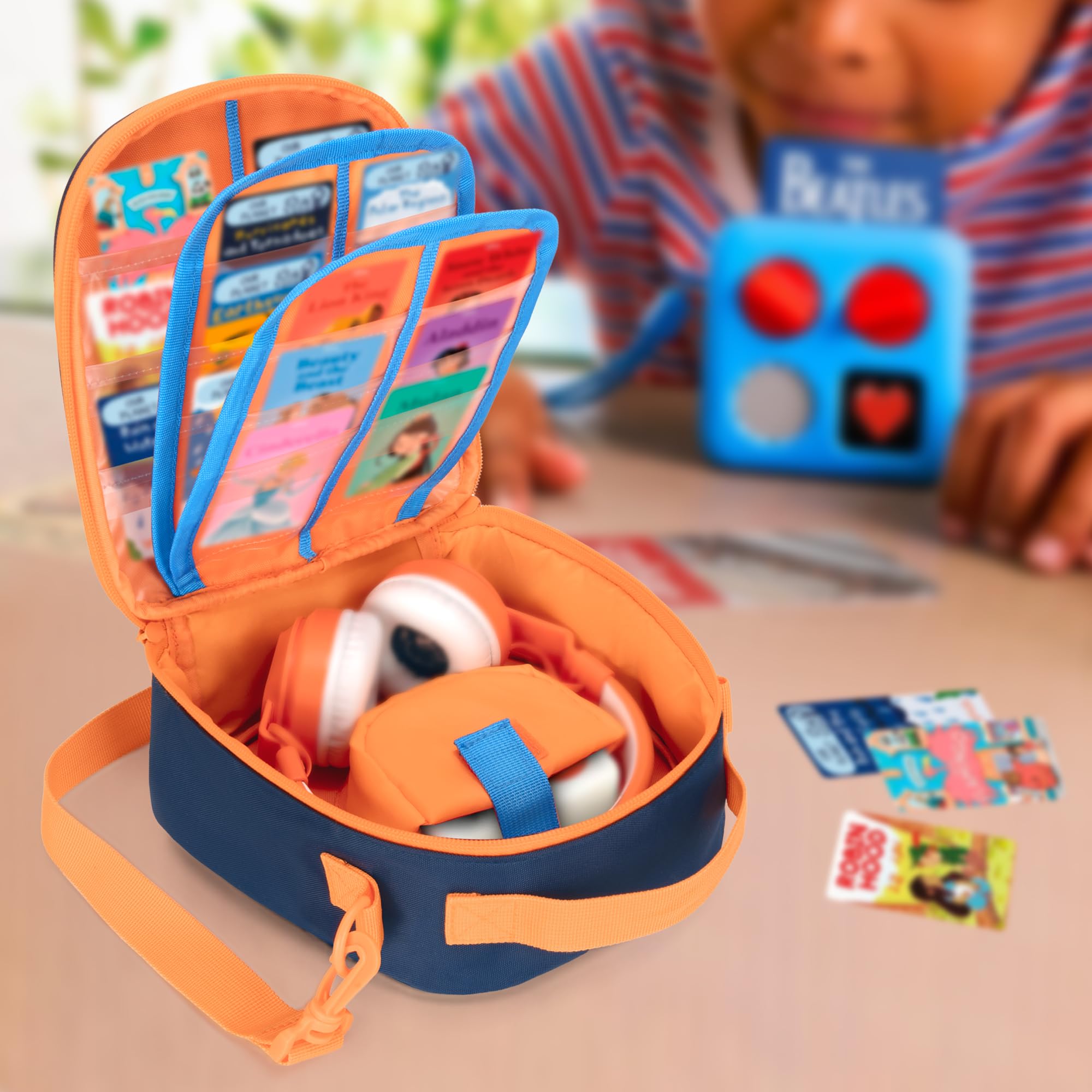 LoDrid Sac de Rangement Compatible avec Yoto Mini (édition 2024), étui de Transport Portable, Porte-Cartes pouvant contenir jusqu'à 30 Cartes, Bleu, (Sac Uniquement)