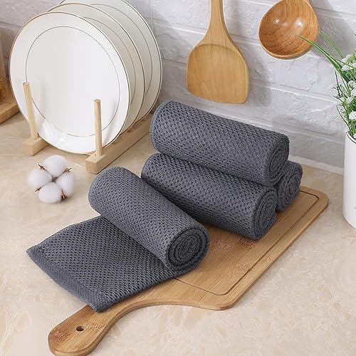 Miniatura 342 de Kitinjoy - Paños de cocina 100% algodón, paquete de 6 paños de cocina ultra suaves y absorbentes para secar platos, toallas de cocina de secado