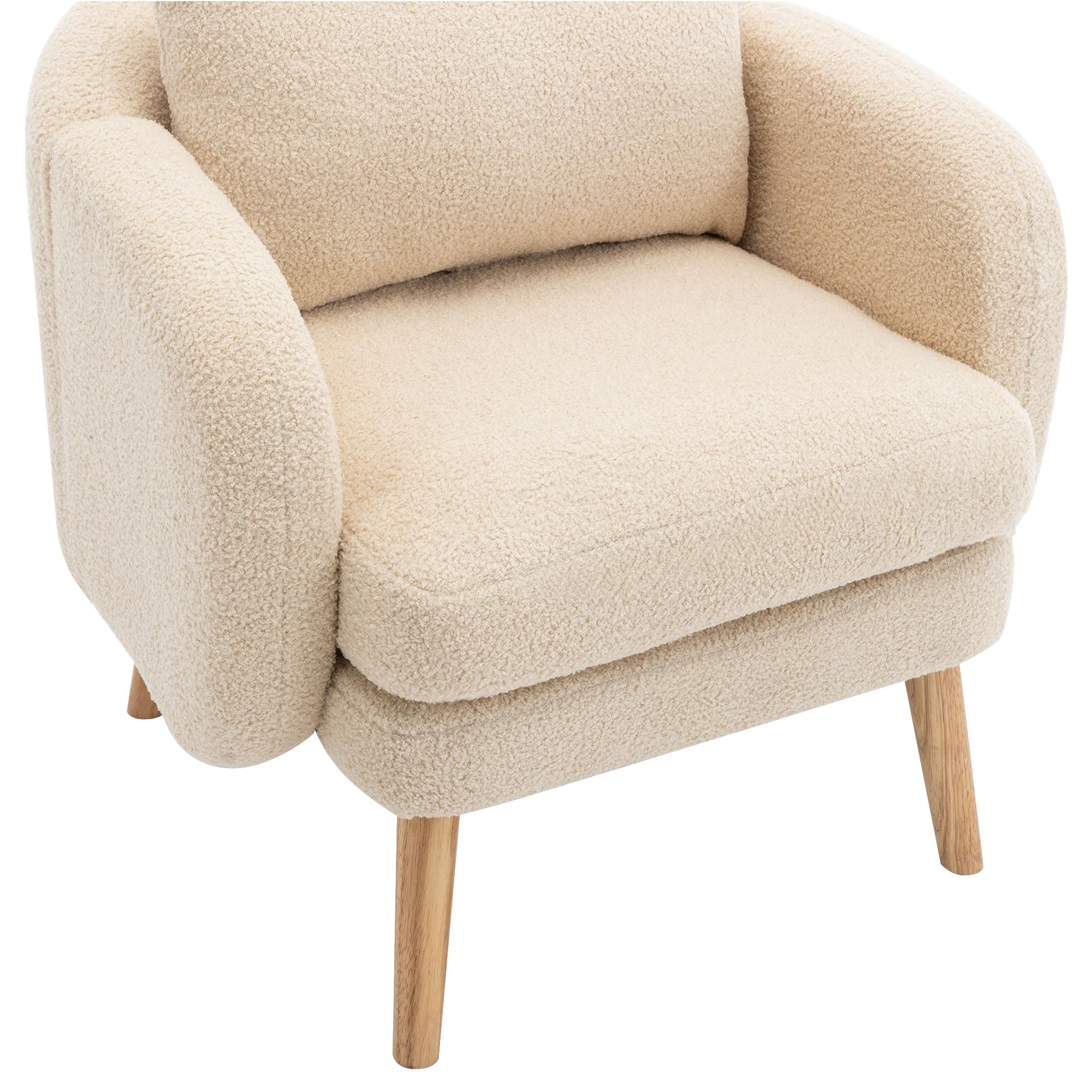 Merax Einzelsessel - Moderne Eleganz und Komfort in einem Sessel mit extra dickem Kissen und Massivholzbeinen Teddy-Samt Beige