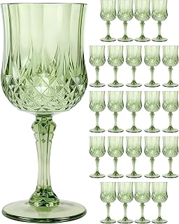 24PCS Sage Green Plastic Wine Glasses 7oz Acrylic Goblets