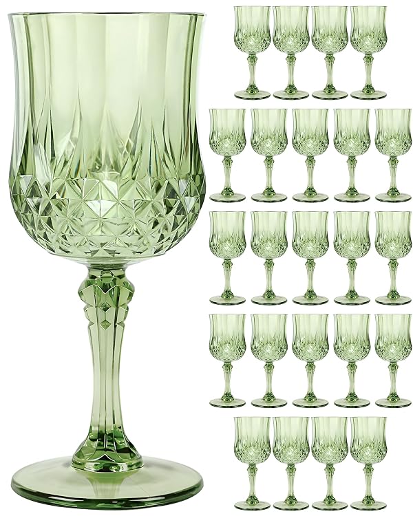 SDBALLBZ 24PCS Sage Green Plastic Wine Glasses 7oz Acrylic Goblets by SDBALLBZ - Used condition - US$34.30
