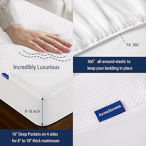 Miniatura 7 de Protector de colchón 100% impermeable, protector de colchón Tencel, sedoso suave y transpirable, funda de colchón refrescante ajustable de 18