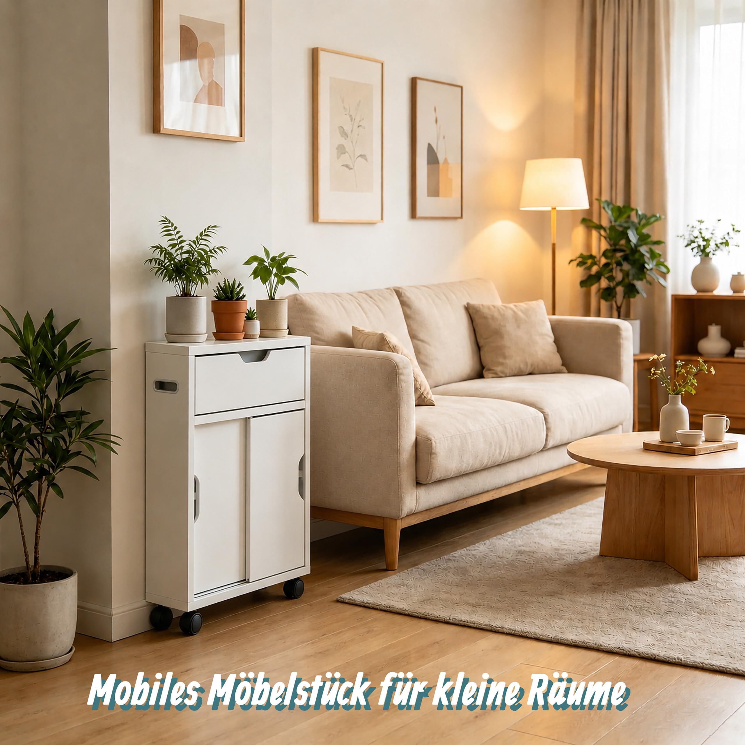 Relaxdays Nischenschrank, 4 Fächer, 2 Schiebtüren & Klapptür, weiß