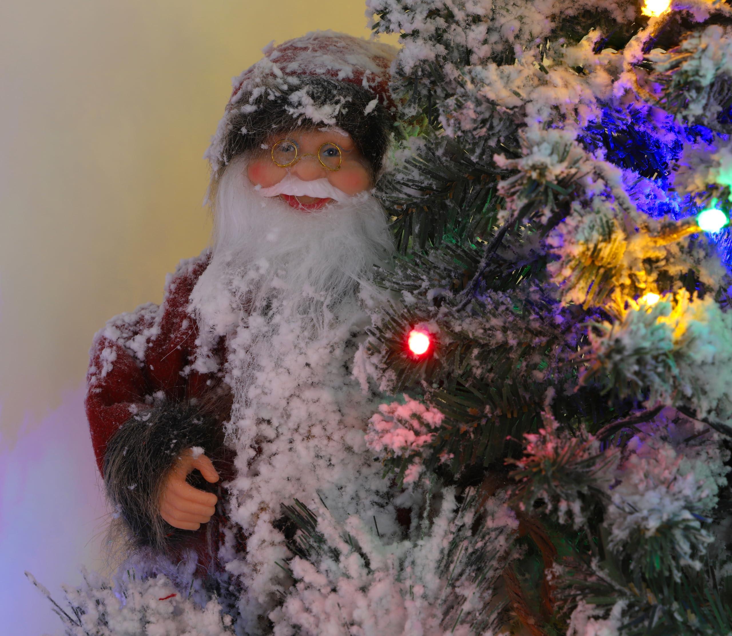 50cm con Pilas del Flocado Santa y decoración del árbol de Navidad con Grande del Multicolor de Luces LED
