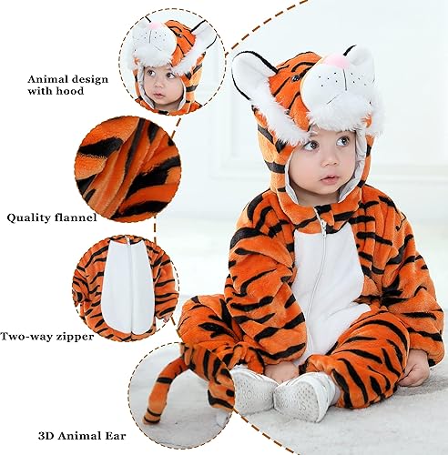 Miniatura 17 de TONWHAR Baby Boy's Girl's Animal Bodysuit Infant And Toddler's Romper Jumpsuit Halloween Costume Partywear Mono marrón