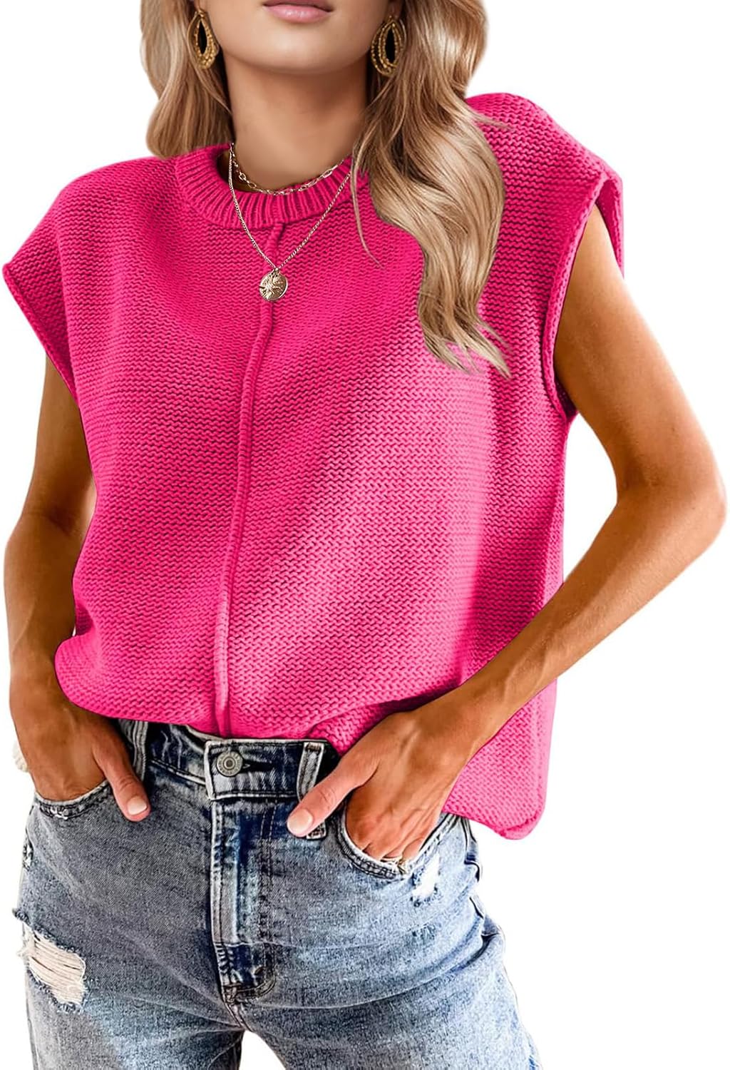 Womens Spring Fashion 2026 Summer Tops Boho Sweater Trendy Western Casual Cap Sleeve Rodeo Vest Cute Vacation Outfits