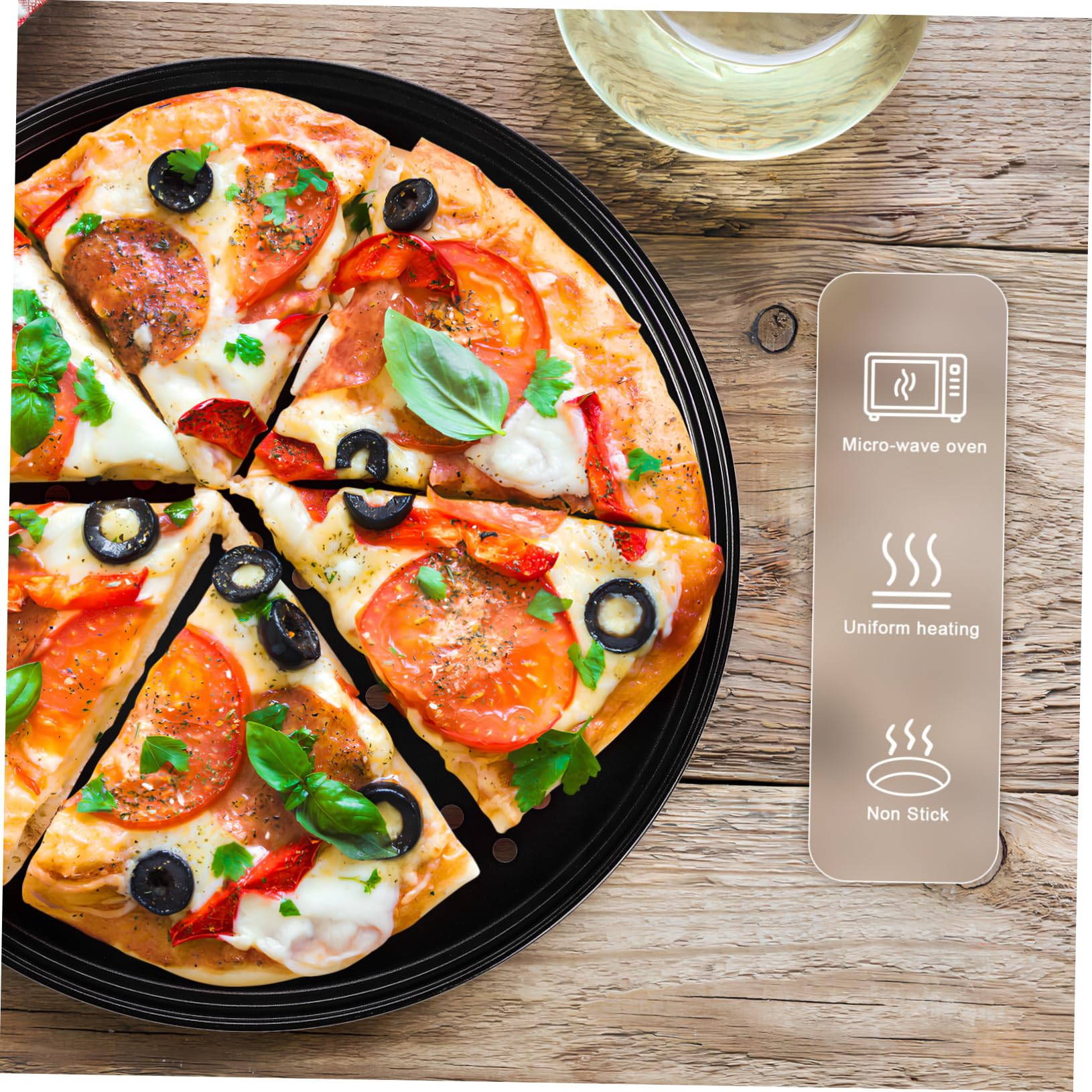 Robustes Backzubehör Rundes Pizzablech aus Kohlenstoffstahl 2 Stück-pack mit Löchern 32cm Durchmesser Praktisches Design zum Backen für Küche und Backofen