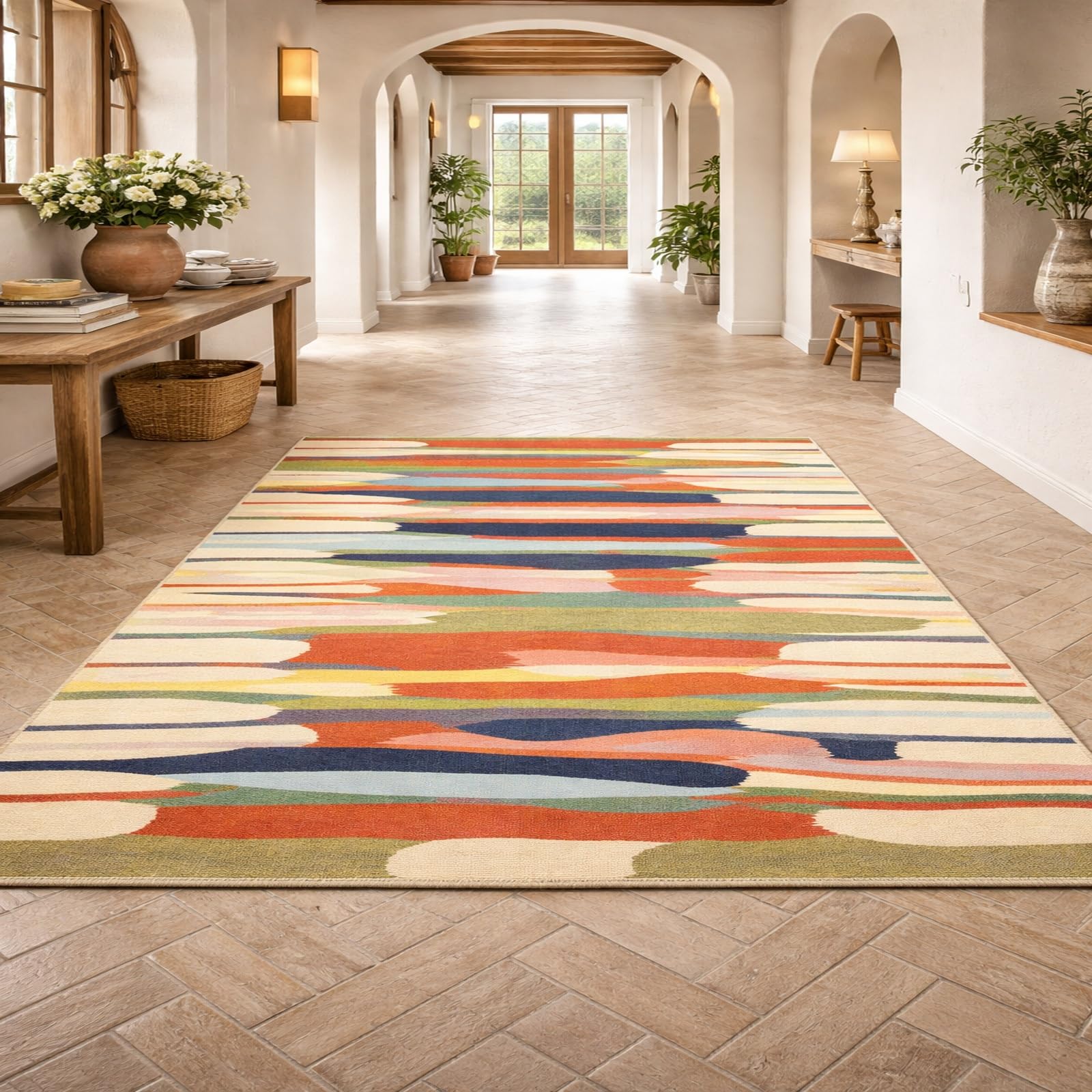 Tapis de salon moderne multicolore 120 x 185 cm haute qualite pour coin coiffeuse