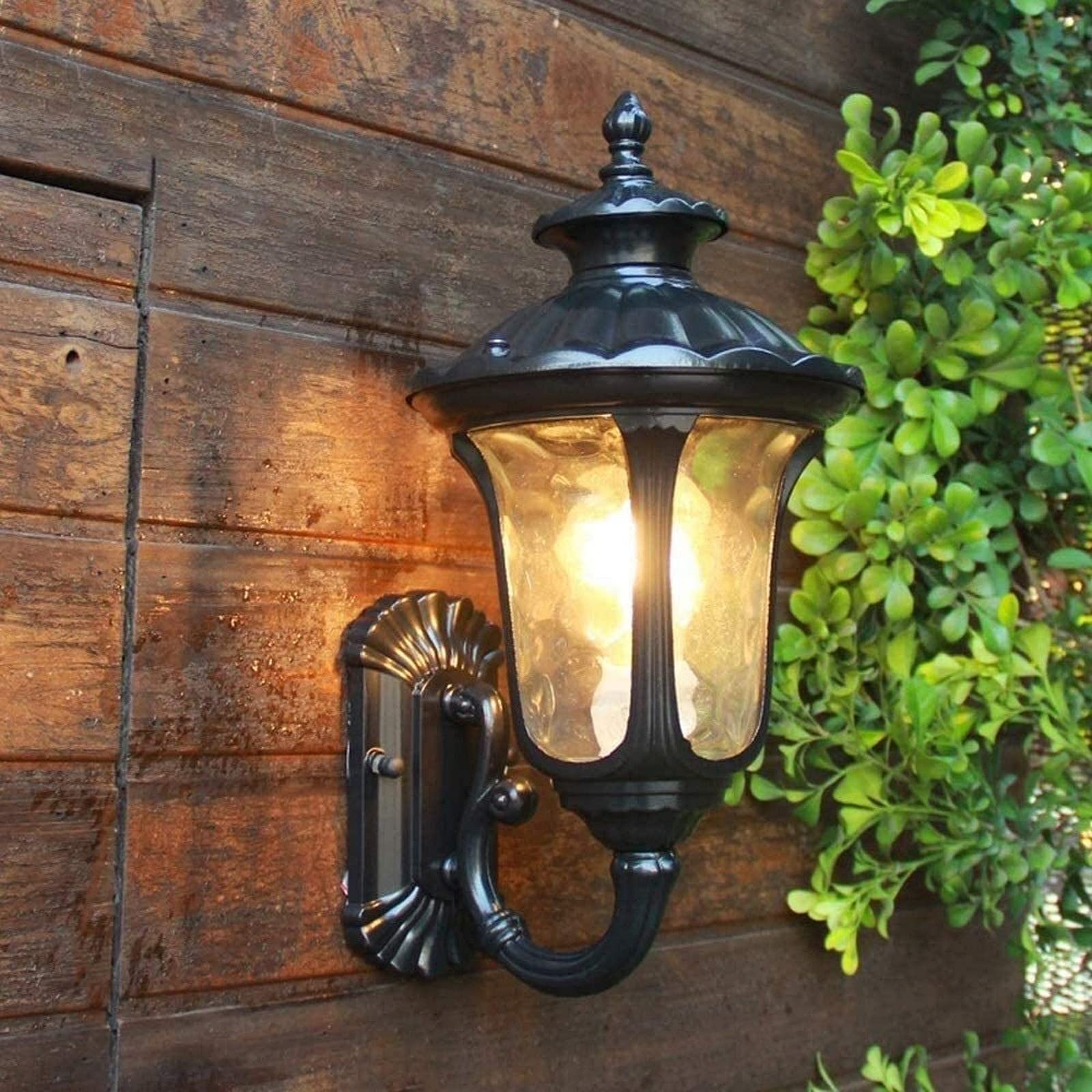 KBUUKYYXouy Wall Sconces Modern Outdoor Wall Lamp Aisle Balcony Corridor Wall Lights Outdoor Glass Garden Lamp Warm White Light,Black(Black)