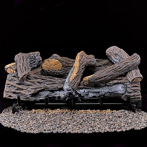 Vista 8 de Duluth Forge DLS-24R-2 Juego de troncos de chimenea sin ventilación de combustible dual con control remoto, uso con gas natural o propano líquido