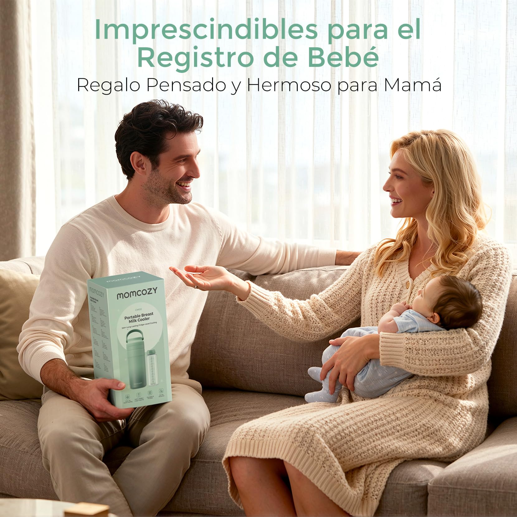 Momcozy Enfriador Portátil de Leche Materna para Uso en Exteriores, 24 h de Refrigeración sin Hielo, Contenedor para Biberones de Leche Materna, 355 ml, a Prueba de Fugas, Mini Nevera Outdoor