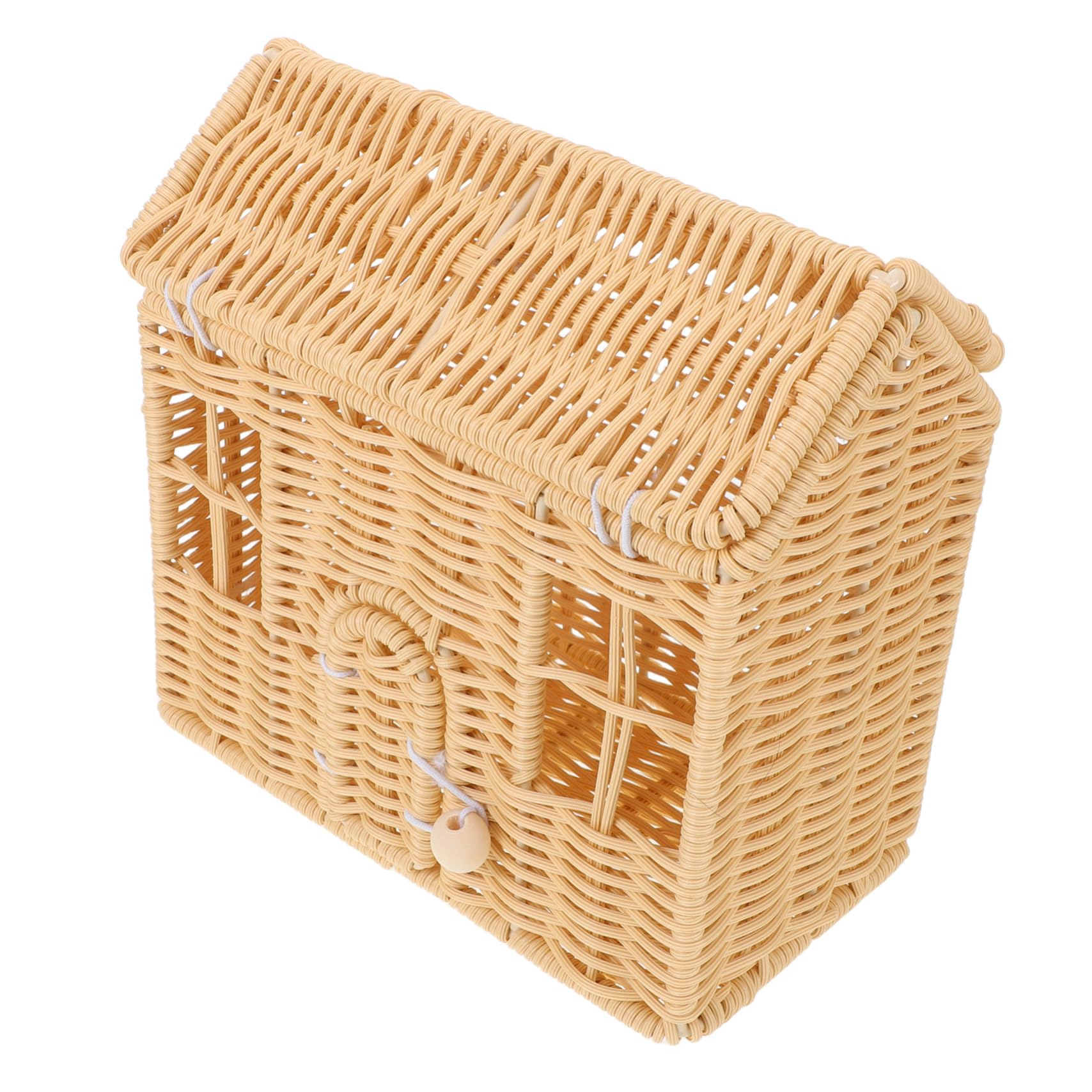 Mikikit Cesta De Dulces Navideña Tejida Mano Con Forma De Casa Cesta Tejida Con Asa Para Dulces Chocolates y Aperitivos Para Fiestas Navideñas y Celebraciones