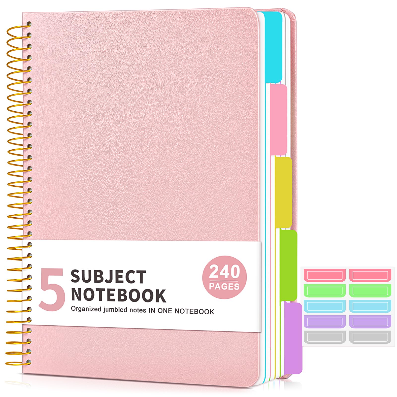 JASLEKO 5-Subject Notebook with Removable Dividers