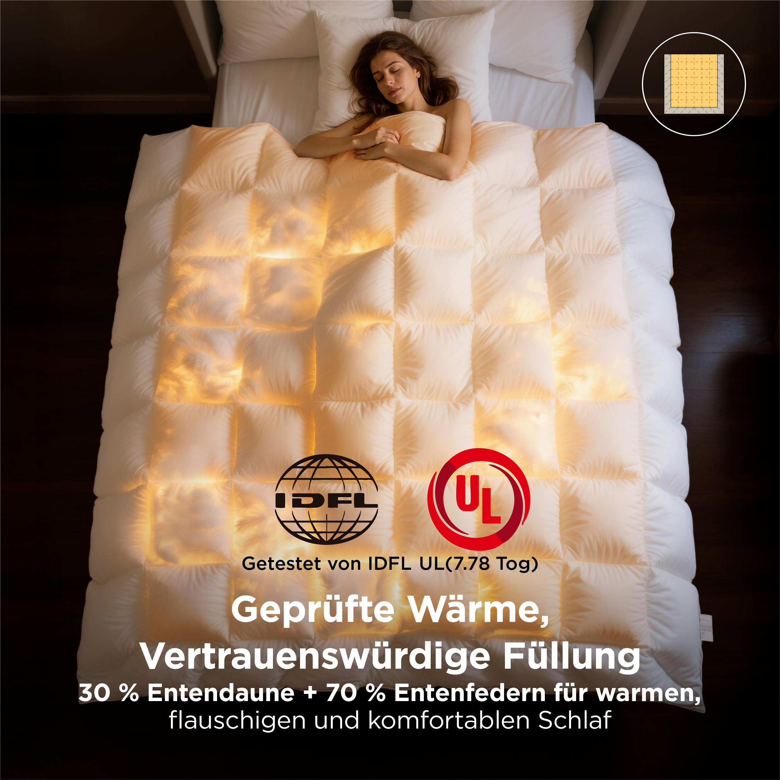 BEDSURE Kołdra puchowa 155 x 220 cm, ciepła na zimę
