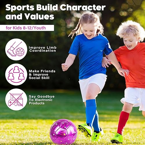 Miniatura 4 de Champhox Balón de fútbol con purpurina tamaño 4, pelota de fútbol para niñas, talla 4, pelota de entrenamiento deportivo para principiantes, pelota