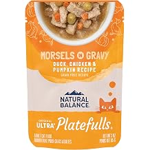 Natural Balance Original Ultra Platefulls Indoor Adult Grain Free Wet Cat Food, Duck, Chicken & Pumpkin Recipe, 3 Ounce Pouch Pack of 24