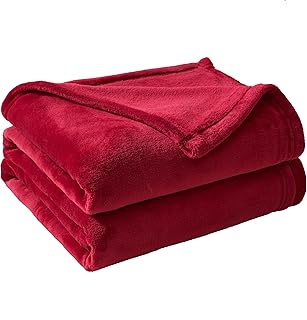 Camping Throw Blanket- Cozy Flannel Blankets for All Seasons Suitable Bed, Couch, Sofa, Movie Night, and Travel- Red 50" x 60"