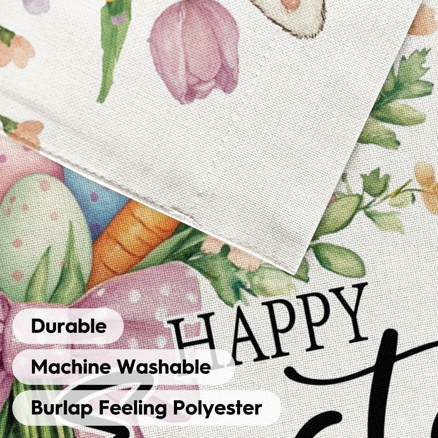 AVOIN colorlife Happy Easter Floral Garden Flag 12x18 Inch Double Sided Outside, Easter Eggs Bunny Flowers Yard Outdoor Flag - Image 7
