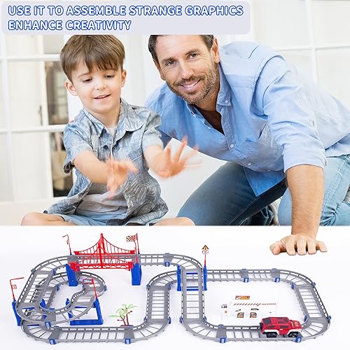 Miniatura 5 de Juego de carreras de vehículos con ranura para coche, juego de carril eléctrico, juguetes montados, juego de carretera, regalos para niños y niñas