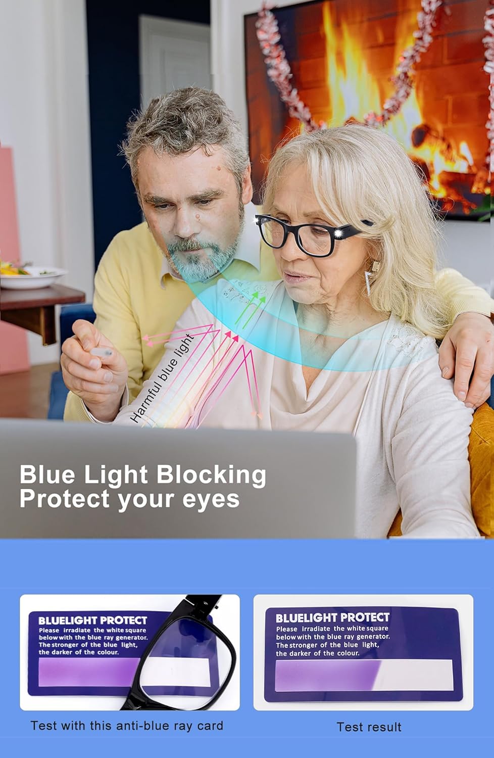 SKYWAY 2pack Reading Glasses Lighted Rechargeable Bright LED Readers with Lights Eyewear Clear Vision Unisex（2.0X）