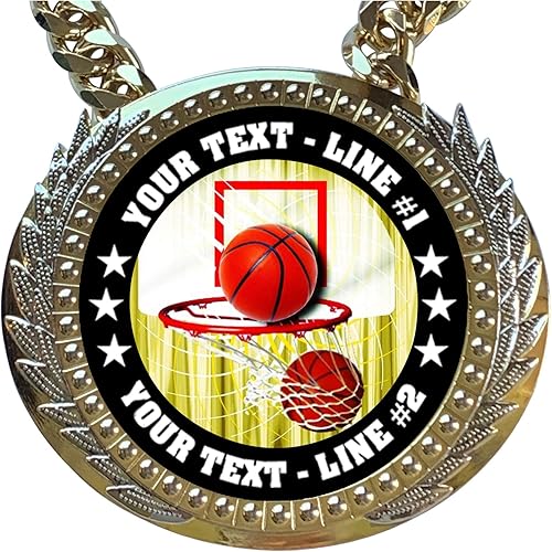 Miniatura 2 de Express Medals - Trofeo de cadena de campeón con 2 líneas de texto personalizado personalizado en una medalla de premio de campeonato grande y