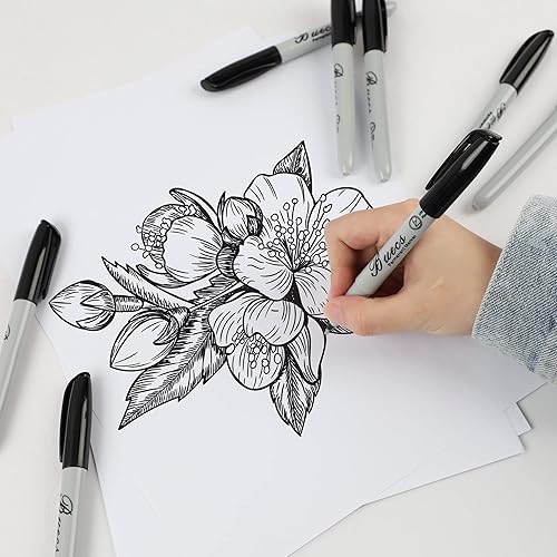 Miniatura 6 de Marcadores permanentes, 60 marcadores permanentes negros de punta ultrafina, funciona en papel, plástico, piedra, vidrio, metal