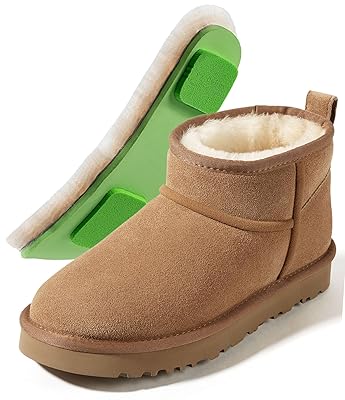 Mel&Syd 100% Australian Sheepskin Mini Boots with Arch Support Options - Warm Down to -40°F (-40°C) Thermal Ankle Booties - Waterproof Suede & Breathable Winter Shoes for Urban Commute & Office Wear