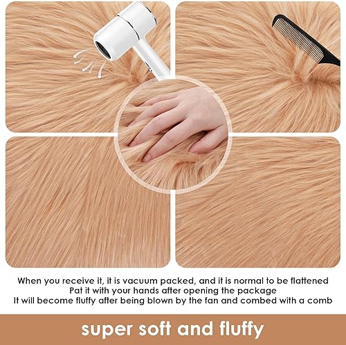 Miniatura 4 de Mini alfombra cuadrada de piel sintética de 10 pulgadas, cojín pequeño y esponjoso para sala de estar, sofá, dormitorio, suelo, funda cuadrada suave