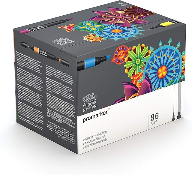 Winsor & Newton, Promarker, Extended Collection-Superbig Box, Set of 96, Alcohol Based Dual Tip Markers