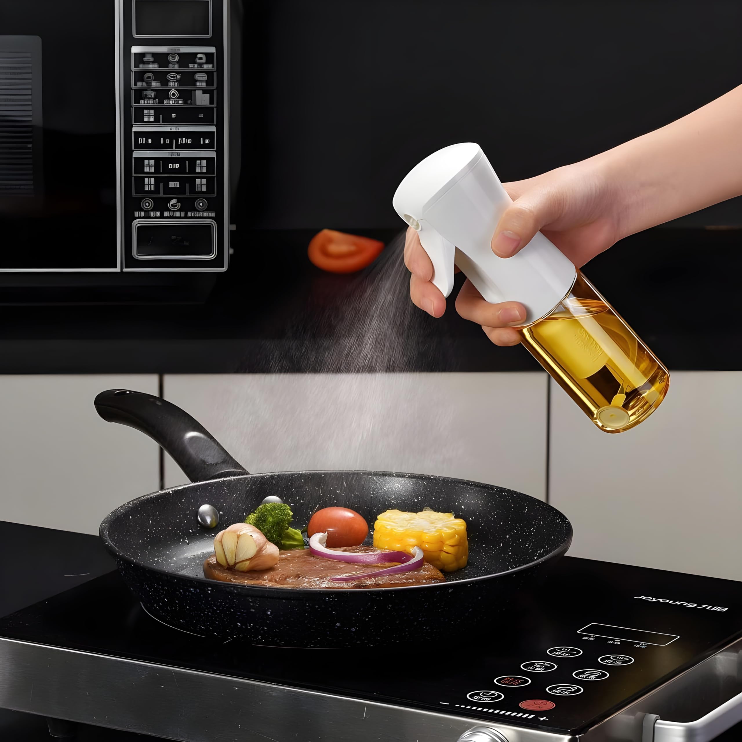 JIALTO 200 ML Glass Olive Oil Spray Bottle - Versatile Kitchen Gadgets for Air Fryer, Salad Making, Baking, and Frying - Canola Oil Spritzer Mister (200 ML) 4
