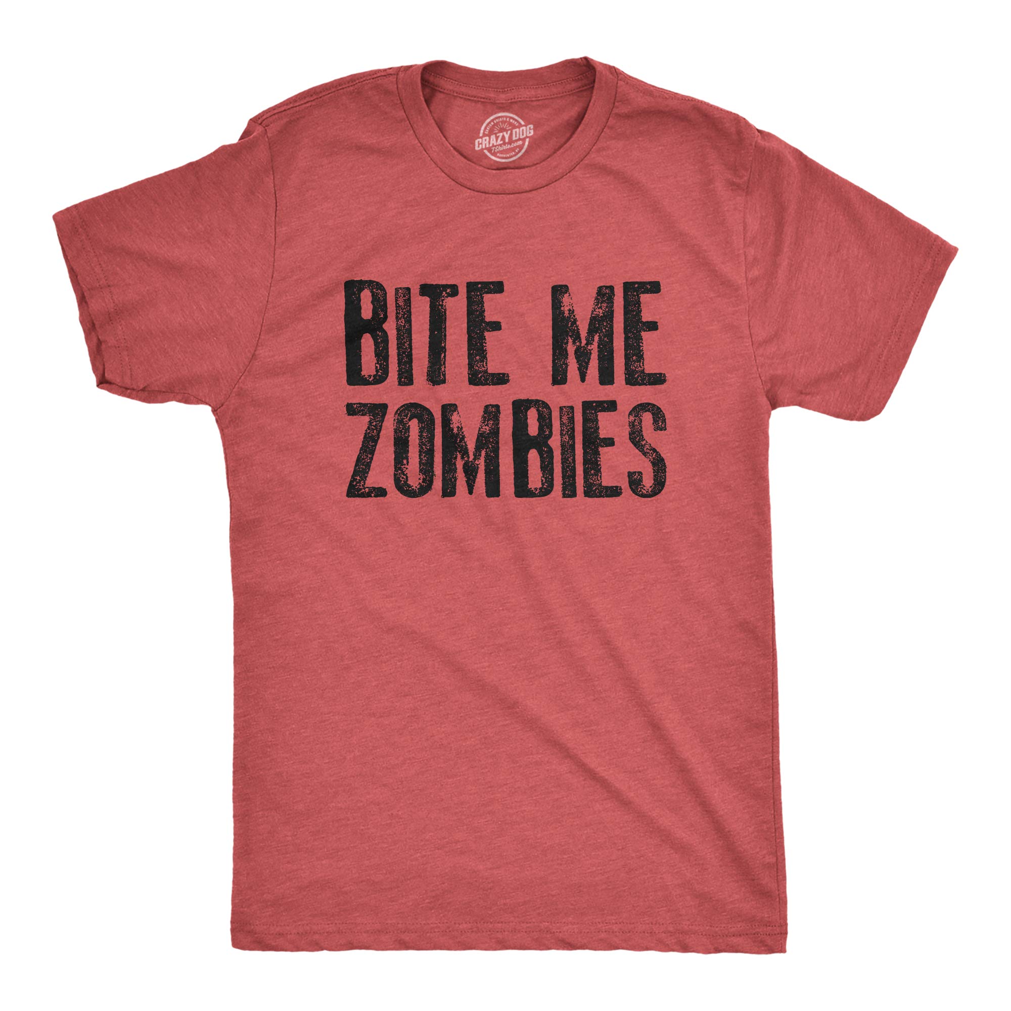 Crazy Dog T-ShirtsMens Bite Me Zombies Tshirt Funny Undead Halloween Party Costume Novelty Graphic Tee