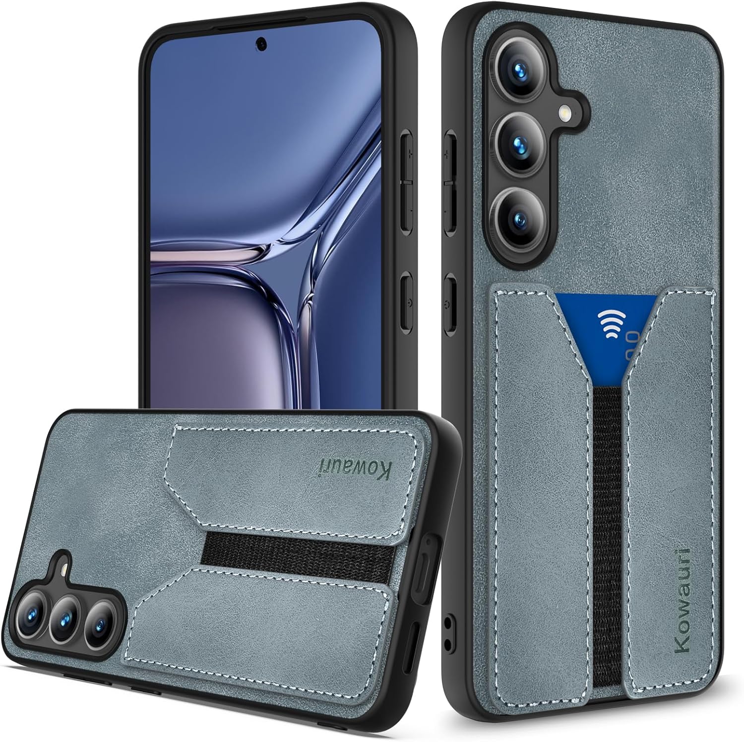 Kowauri for Samsung Galaxy S25 Case [ Not fit for S25 Plus/S25 Ultra], PU Leather Wallet Case with Credit Card Slot Holder Ultra Slim Protector Case for Samsung Galaxy S25 (Blue) - Image 7