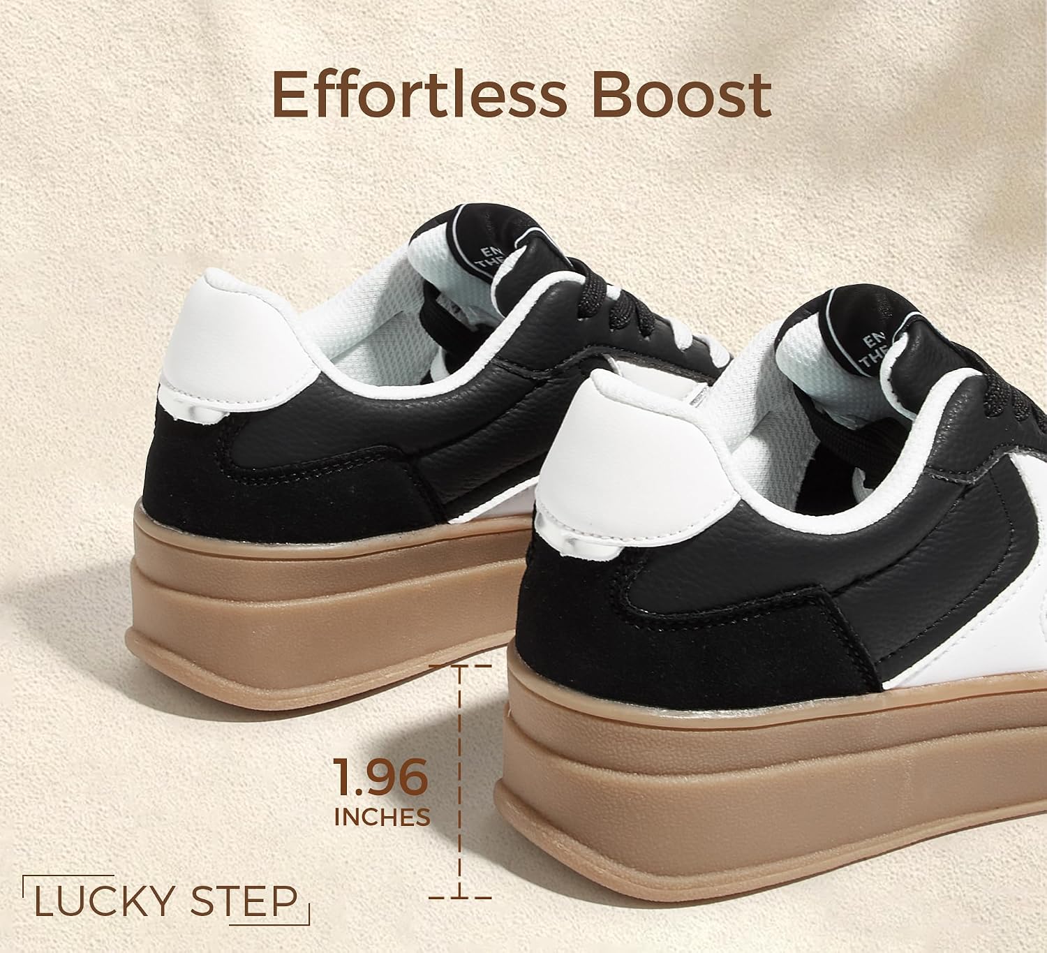 LUCKY STEP Platform Retro Sneakers for Women Fashion Casual Gum Thick Sole Rubber Sole Comfort Skate Tennis Footwear Chunky Trainer Walking Shoes