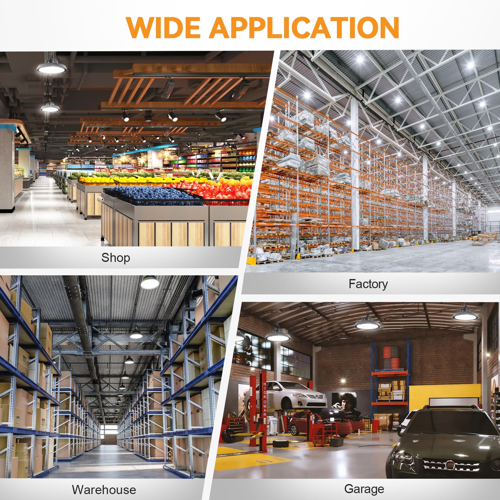 240W UFO LED High Bay Light with Motion Sensor 33600LM 140 lm W 0-10V Dimmable 120-277V IP65 Waterproof — view 9