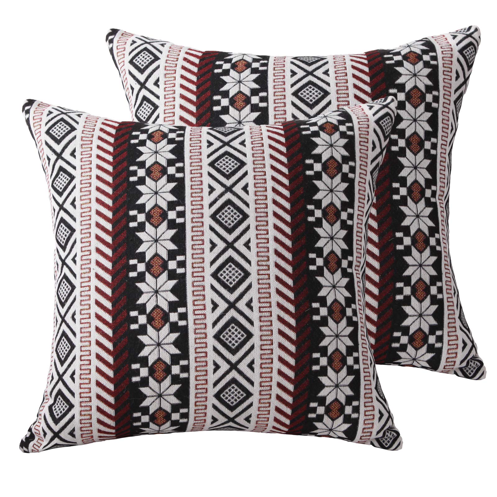 Boho Throw Pillow Covers Super Farmhouse Cushion Cases Set of 2 45x45 cm 18x18 inch (BOHO-11, 18x18)