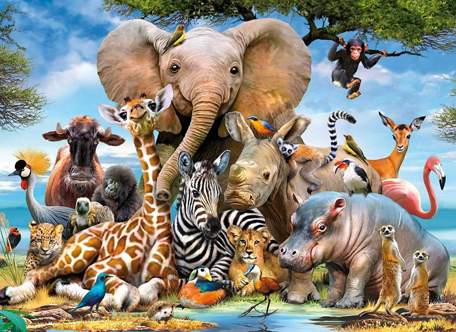 1000 PCS Jigsaw Puzzles - Animal World, Educational Intellectual Decompressing Fun Game for Kids Adults