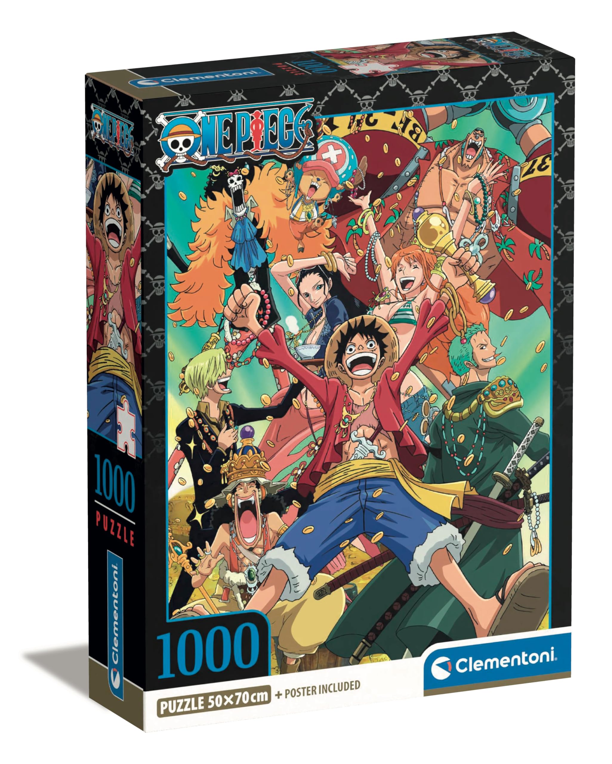 Clementoni One Piece Puzzle 1000 Pieces with Poster - Tile Game for Manga & Anime Fans - for Adults and Children from 9 Years, 39921