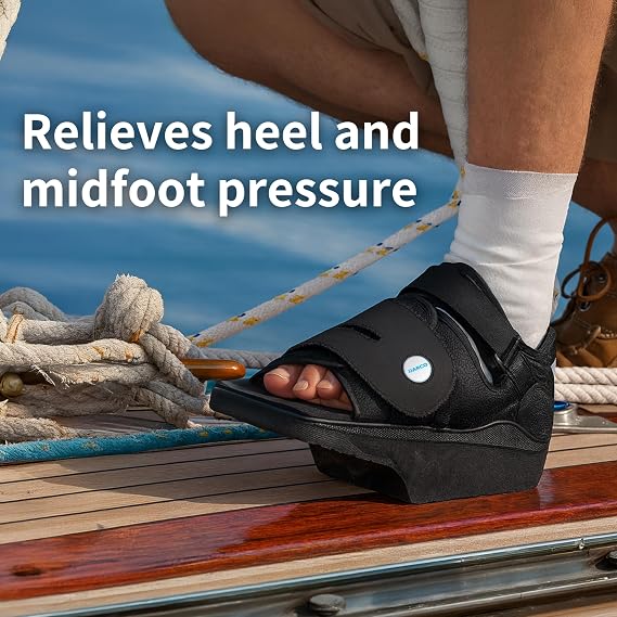 Darco OrthoWedge Orthopaedic Shoe – Medium Size Recovery Shoe for Heel Injuries, Surgery or Wound Care – Offloading Support for Faster Healing – Adult Rehabilitation Footwear – Black