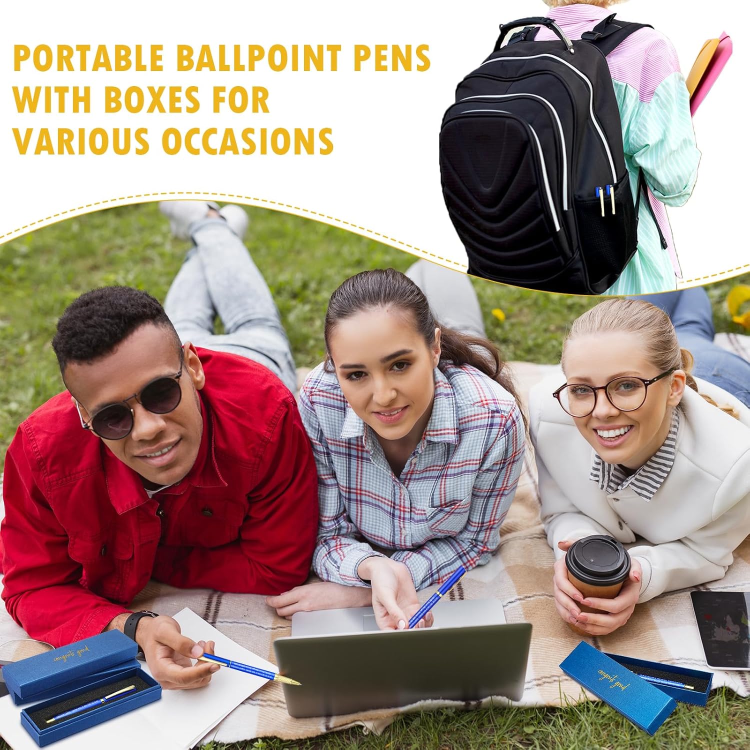 24 Set Class of 2026 Graduation Gifts Bulk Inspirational Congrats Grad Ballpoint Pen with Gift Boxes Engraved Motivational 2026 Graduation Gifts for Senior College Students(Blue)