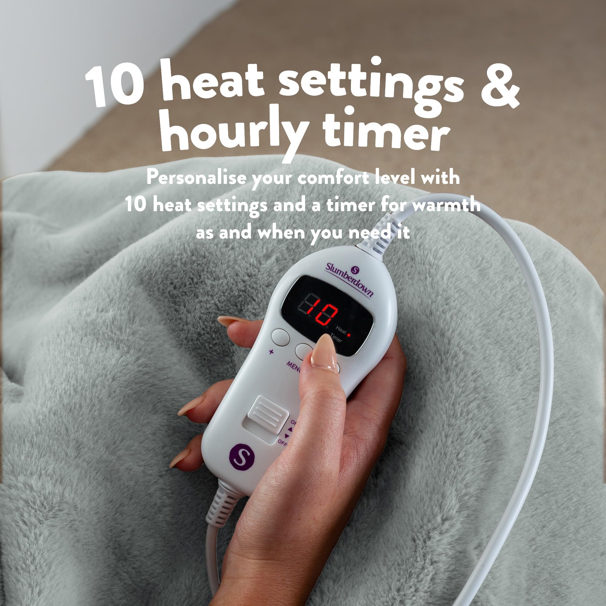 Slumberdown Elegantly Warm Heated Throw Blanket - Large Electric Blanket  for Bed, Sofas u0026 Settees, Fleece Blanket with 10-Heat Settings u0026 Hourly  Timer - Cosy u0026 Snuggly, Washable, Pistachio (130 x 160) :