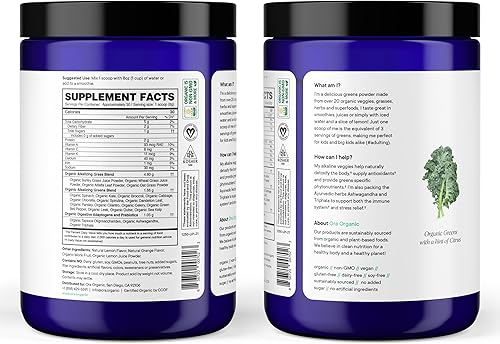 Miniatura 2 de Ora Organic Greens Powder - Bebida vegana sin gluten, orgánica súper verduras para energía y desintoxicación | Antioxidantes y hierbas adaptogénicas