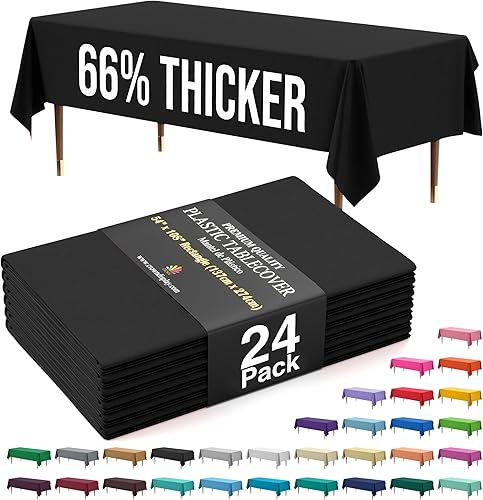 Miniatura 48 de Party Solids Mantel rectangular de plástico de alta calidad, 66% más grueso, 0.5 mil, paquete de 12 manteles color azul claro de 54 x 108 pulgadas,