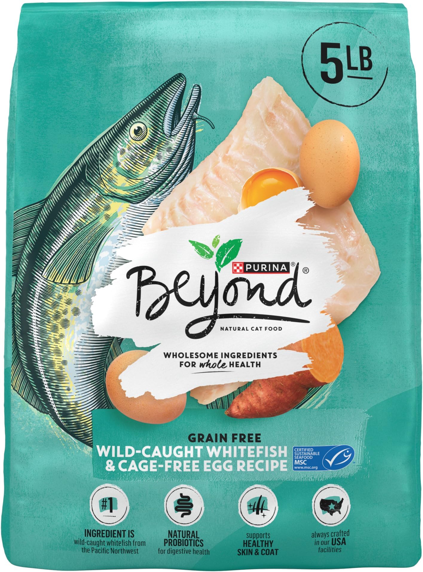 Grain Free, Natural Dry Cat Food, Simply Grain Free Wild Caught Whitefish & Cage Free Egg Recipe - 5 lb. Bag