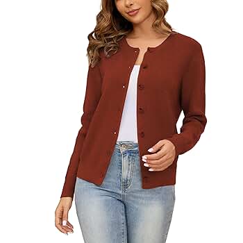 トップス TTTMSW 25ss Crew neck cardigan XUNZRLN Women's Crew Neck Cardigan Button Down Long Sleeve