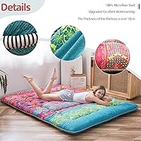 Vista 218 de Colchón futón japonés de piso gris constelación, de piso tatami, portátil, para acampar, para niños, sofá cama plegable enrollable con protector