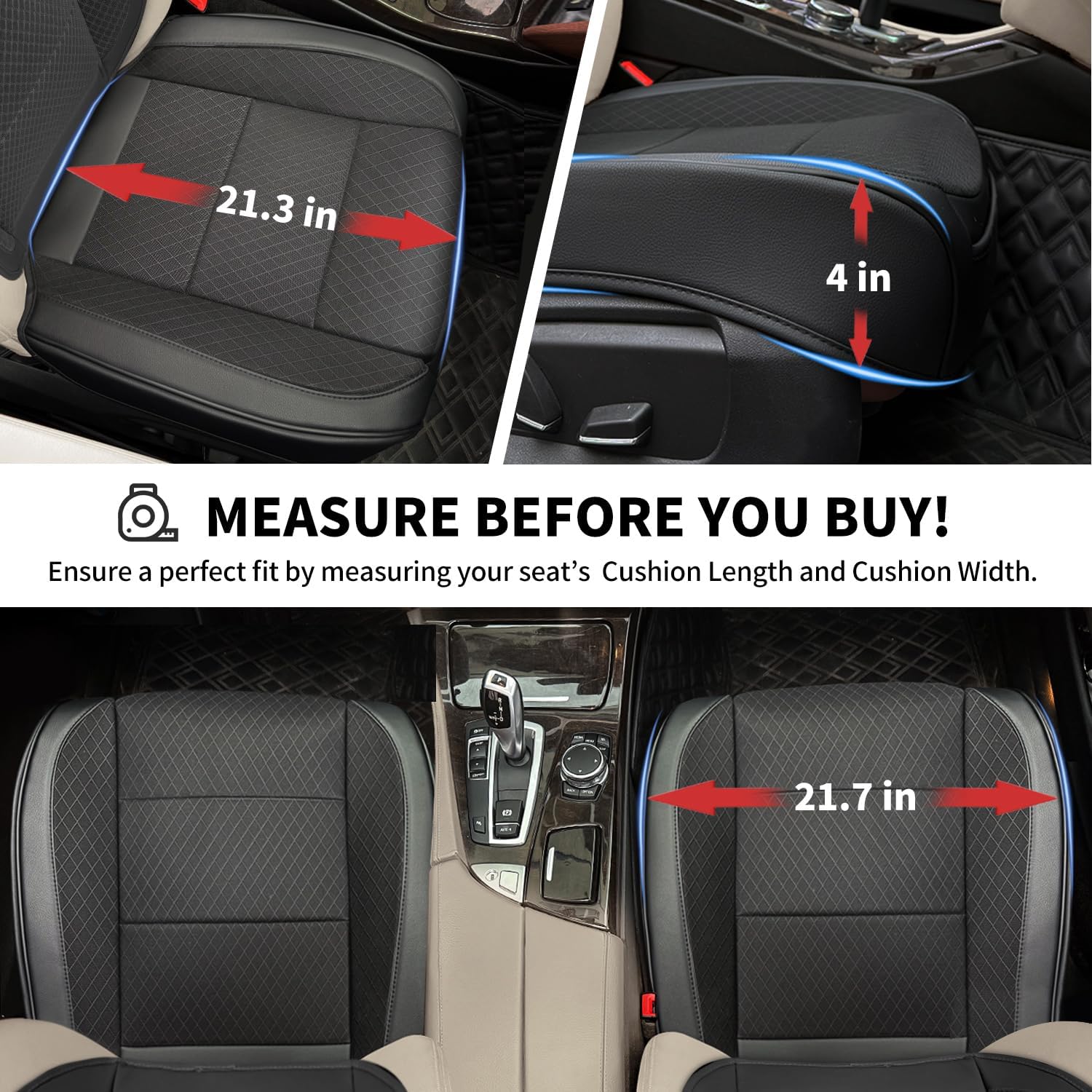 BEITK 2 Pack Ventilated Cooling Car Seat Covers, 3D Air Mesh Breathable Leather Front Seat Protectors with Storage Pocket, Non-Slip Cool Seat Cushion Universal Fit for Sedan SUV Truck (Black)