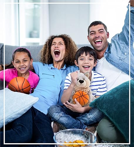 Miniatura 7 de DolliBu Peluche de lobo sentado con felpa de baloncesto, suave lobo abrazable, adorable juguete de peluche para jugar, lindo regalo de vida